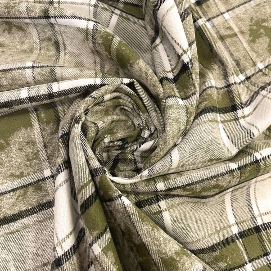 Рубашечная фланель в клетку хаки